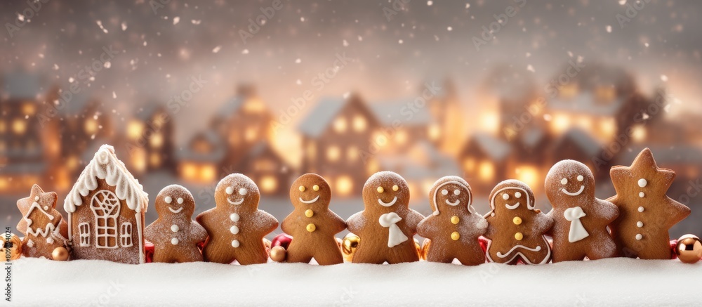 Poster a festive setting with gingerbread cookies as the main focus providing ample copy space for other el