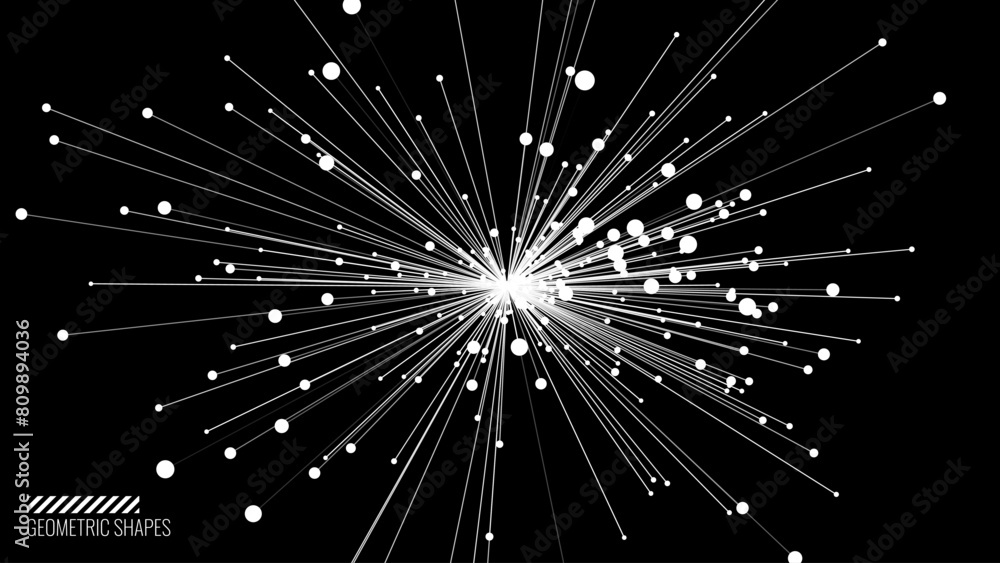 Leinwandbilder Abstract Circular Geometric Shape. Lines Circle Design. Big Data Cluster. Round Dynamic Shape. Spiral Vector Illustration. Lines in Round Circle Form. Black and White Minimal Style Geometric Design.