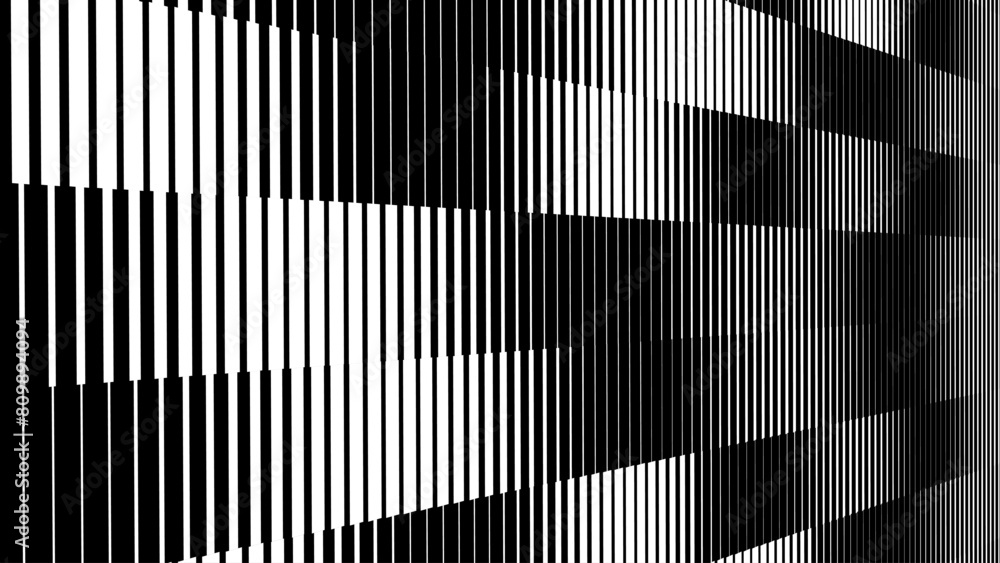 Poster Line Halftone Gradient Effect Pattern. Vertical Straight Lines Background. Black and White Abstract Texture with Parallel Stripes Thick to Thin. Vector Illustration.
