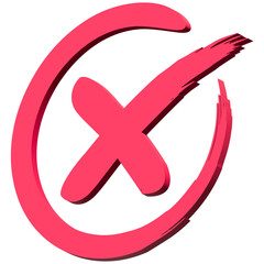 3d wrong icon, 3-dimension confirm and cancel sign of making agreement, positive or negative symbol