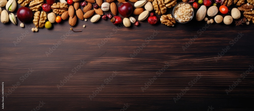 Poster The border frame consists of a variety of nuts creating a captivating copy space image