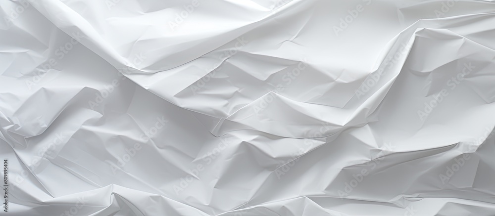 Poster The crumpled paper has a white color texture background perfect for a copy space image