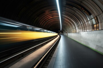Obraz premium Subway tunnel motion. Fast motion. Generate Ai