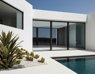 modern luxury house exterior with a swimming pool