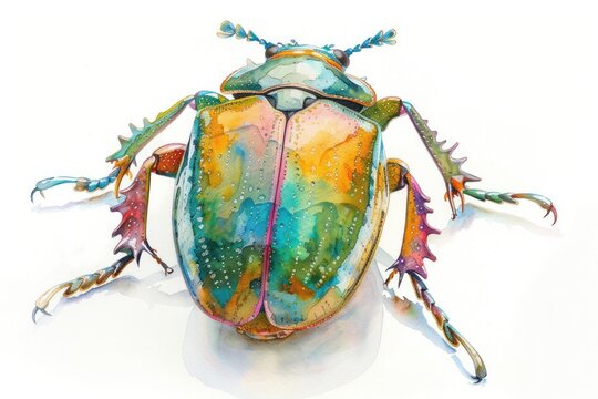 Bee,  Pastel-colored, in hand-drawn style, watercolor, isolated on white background