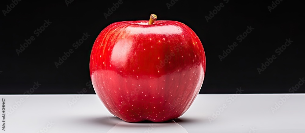 Poster A red apple is shown in isolation on a white background with ample space around it for copy or other images