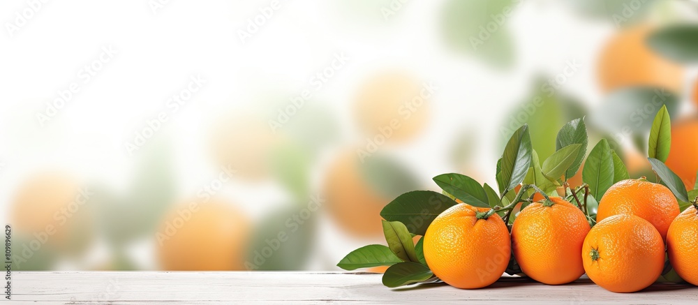 Aufkleber seasonal fruits such as vibrant tangerines or clementines abundantly adorned with leaves showcased o