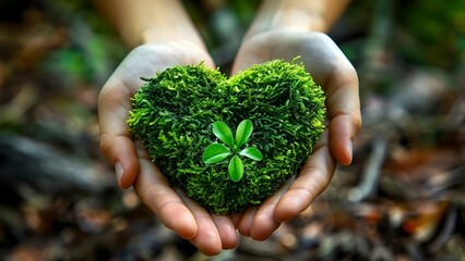 Hands holding green heart symbolizing health hope and kindness for World Heart Day. Concept World Heart Day, Health Awareness, Kindness Campaign, Heart Symbol, Green Heart