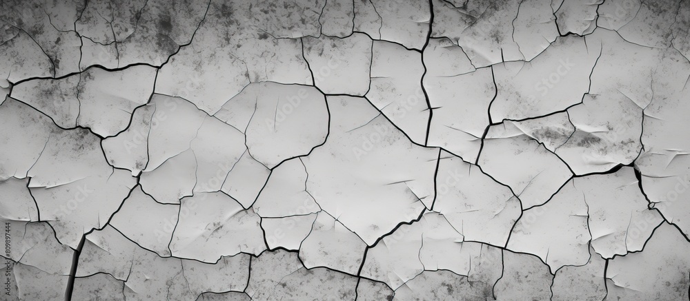 Poster cracked concrete wall with a black and white texture as a background for copy space image