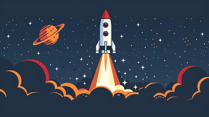 A galaxy of Rocket, Minimalist cartoon style