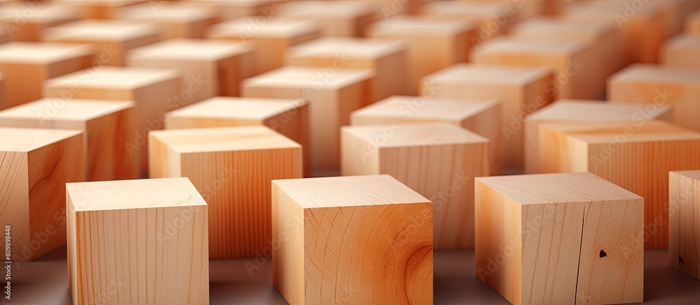 Aufkleber the wooden cubes contain written information and are presented in the form of a copy space image