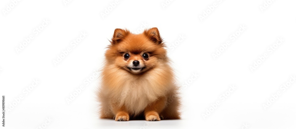 Aufkleber a studio shot of a pomeranian dog with a white background providing a blank space for copy. creative