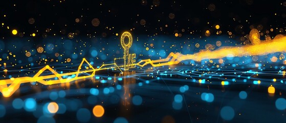 A cyber key being used to control a network of nanobots, capable of reshaping matter on a molecular level