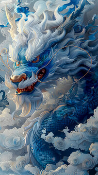 Chinese dragon in clouds