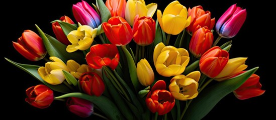A copy space image featuring tulips set against a white background