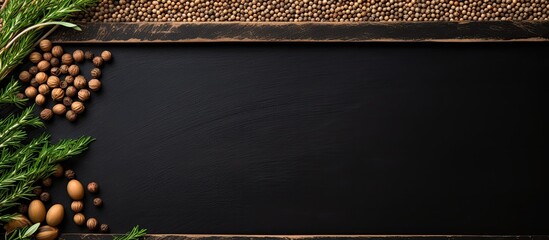 A collection of chalkboard and groats with copy space image - obrazy, fototapety, plakaty