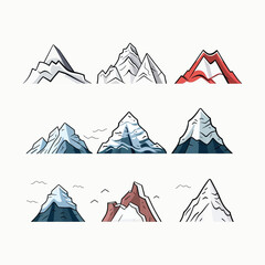 Snow-Capped Mountain vector art set items
