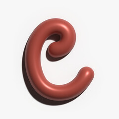 3d type inflated alphabet letter n