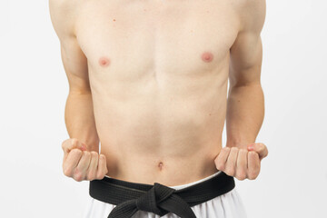 Fototapeta premium A Shirtless Teenage Karate Boy