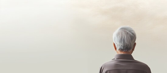 The rear view of the elderly person in the copy space image