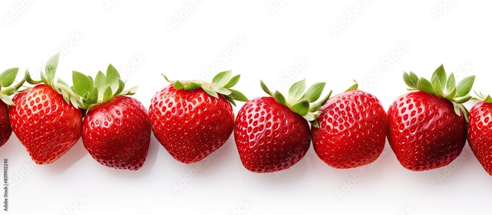 Aufkleber a copyspace image featuring fresh natural strawberries on a white background leaving space for text.