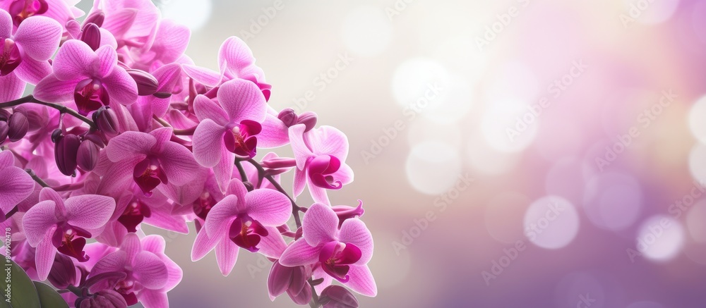 Aufkleber a stunning pink rhynchostylis gigantea orchid with a backdrop of a tree creating an image with copy 