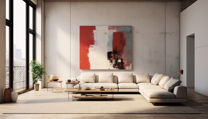 Modern inviting Art Living Room Mockup, living room interior poster frame mockup 