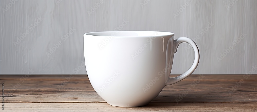 Poster a vintage inspired image showcasing a white cup perfect for savoring coffee or tea with ample empty 