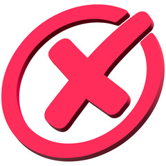 Obraz premium 3d wrong icon, 3-dimension confirm and cancel sign of making agreement, positive or negative symbol