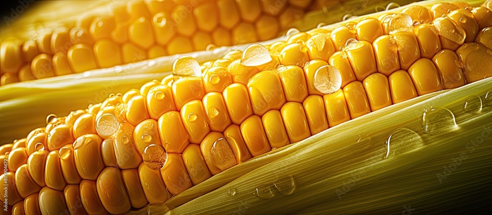 Wall mural a detailed copy space image of a boiled corn in close up view - Wall murals