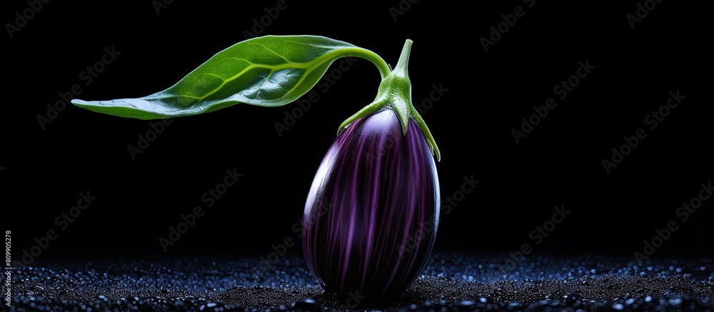 Poster copy space image of an aubergine seedling