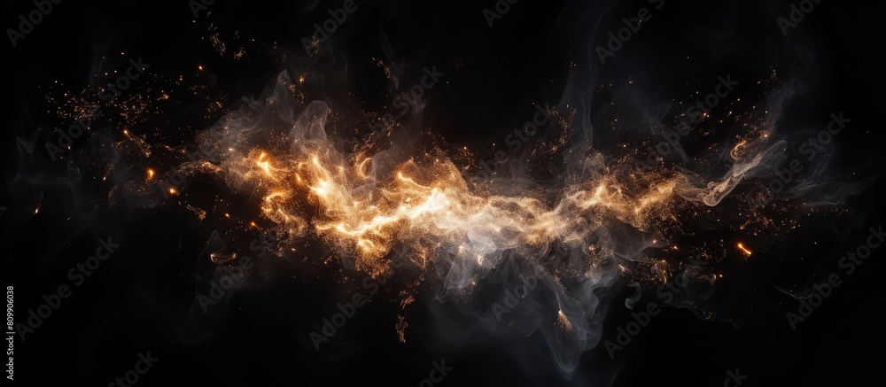 Poster a christmas fire spark with a black background providing ample copy space for image placement