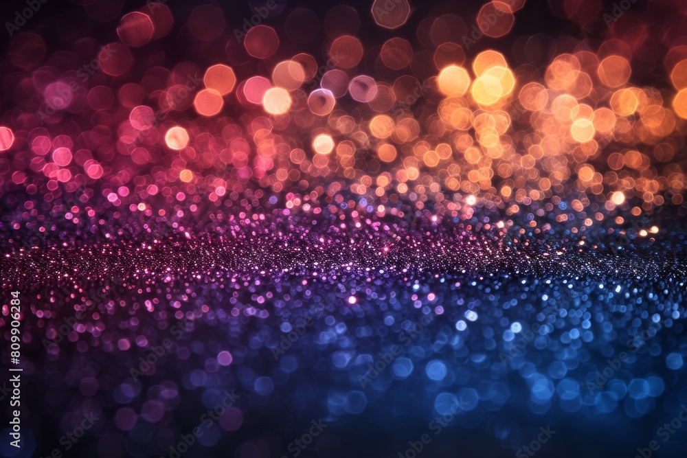 Poster a mesmerizing display of out-of-focus lights creating a colorful bokeh effect on a dark background