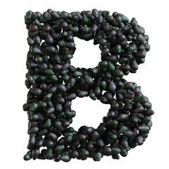 Alphabet made of avocado, letter B