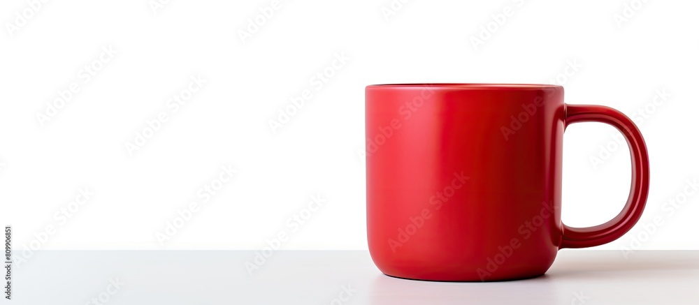 Poster A red mug placed alone on a white background serves as a versatile copy space image for showcasing various designs and branding options