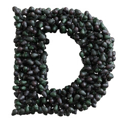 Alphabet made of avocado, letter D