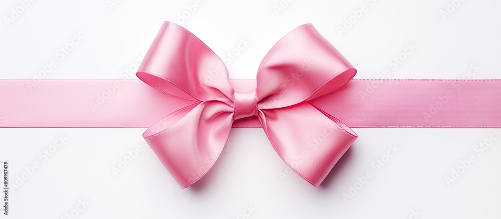 Poster a pink bow is featured in this copy space image as it stands out against the white background
