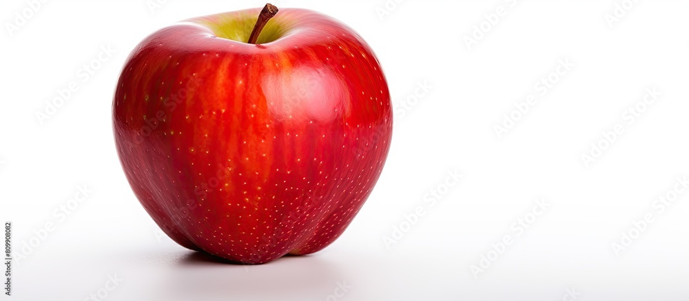 Poster A professional image of a red apple with a white background specifically captured for the purpose of a clipping path. Creative banner. Copyspace image
