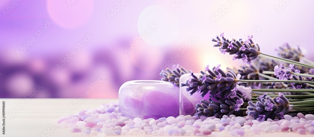 Poster spa treatments concept with lavender theme isolated on a vibrant background creating an eye catching