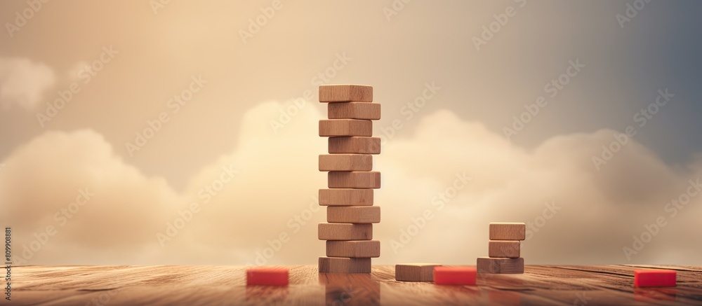 Aufkleber a tower game with a wooden block shown in a copy space image