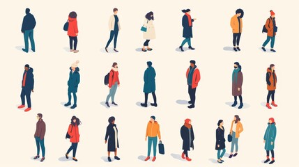Fototapeta na wymiar Vector illustration of a collection of people flat style, isometric people women, man, children