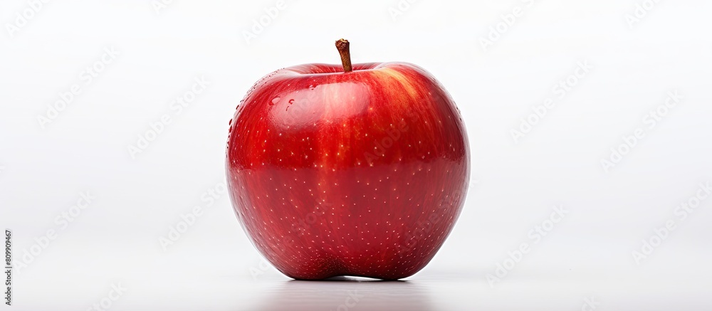 Poster A red apple is shown in isolation on a white background with ample space around it for copy or other images
