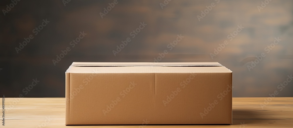 Aufkleber a closed cardboard box with ample white space in the background
