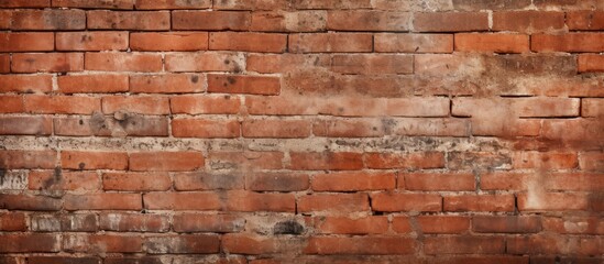 The textured background of an aged red brick block wall provides ample copy space for creative...