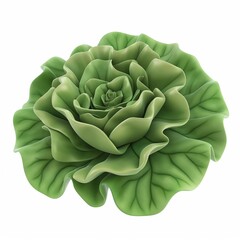 Obraz premium Cute Lettuce Cartoon Clay Illustration, 3D Icon, Isolated on white background