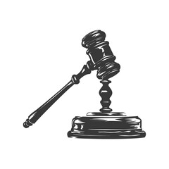 Silhouette gavel the hammer of justice black color only