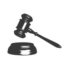 Silhouette gavel the hammer of justice black color only