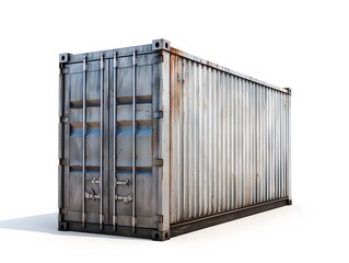 Shipping Container on White Background for Industrial and Logistics Concepts