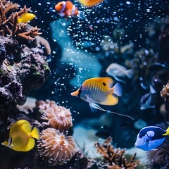 Obraz premium Vibrant Underwater Realm Teeming with Diverse Marine Life