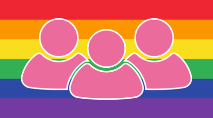 People, human avatar with LGBT rainbow flag, concept of love equality, pride month design concept.